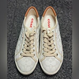 Coach logo beige and brown sneakers size 10
